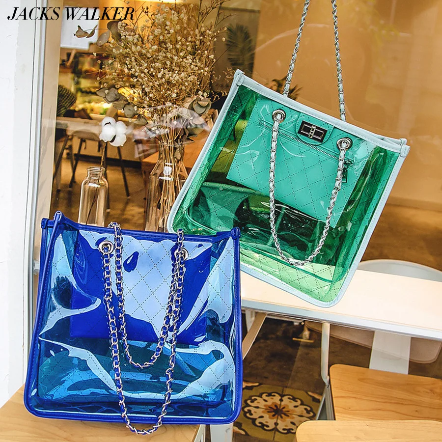New Wild Pvc Jelly Bag For Women Large Capacity Casual Chain Tote Ladies Pure Color Messenger Bag
New Wild Pvc Jelly Bag For Women Large Capacity Casual Chain Tote Ladies Pure Color Messenger Bag
