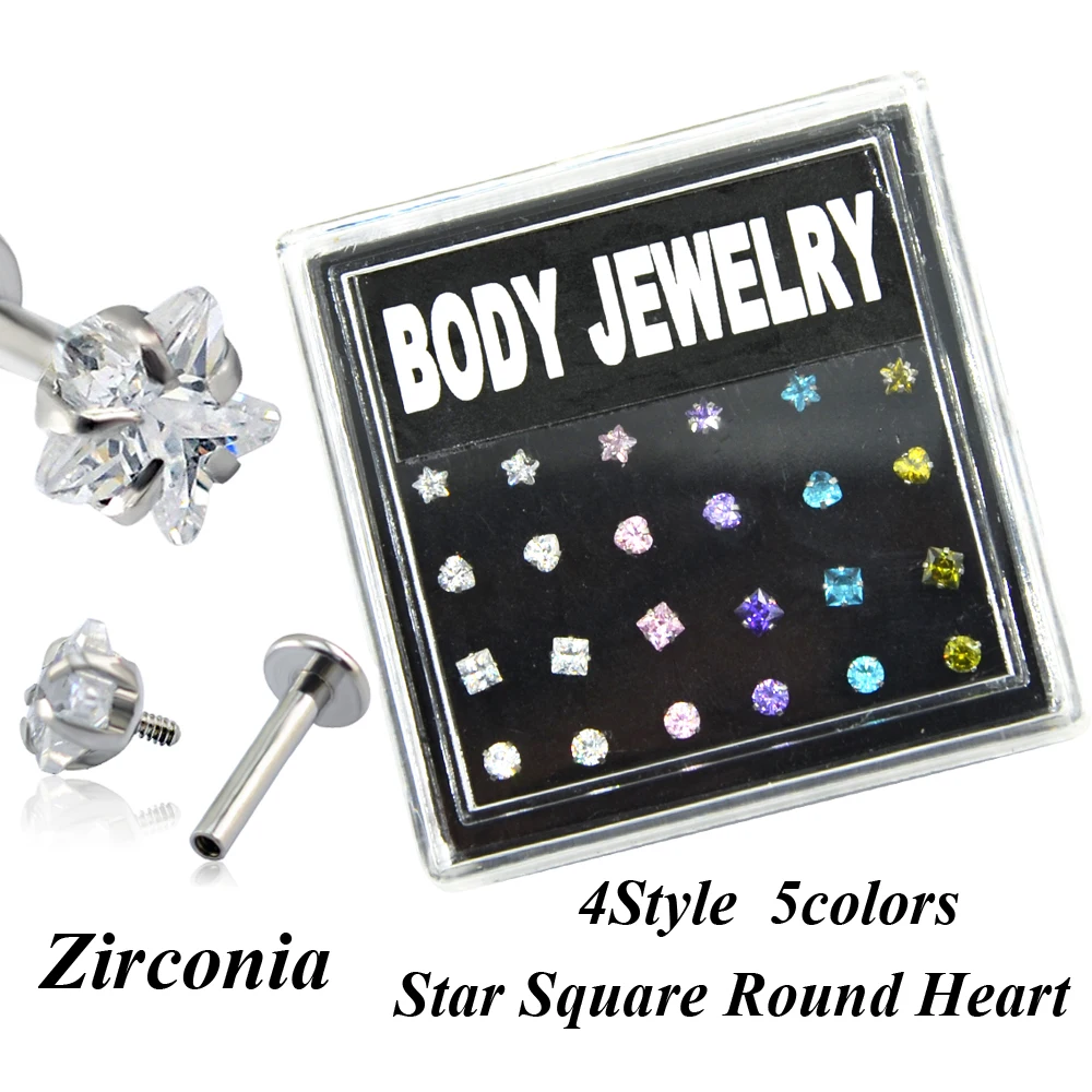 24pieces Box Set Internally Threaded Zircon Gem Crystal Lip Piercing Ring Labret Stud Jewelry Ear Tragus Helix Cartilage 16g
24pieces Box Set Internally Threaded Zircon Gem Crystal Lip Piercing Ring Labret Stud Jewelry Ear Tragus Helix Cartilage 16g