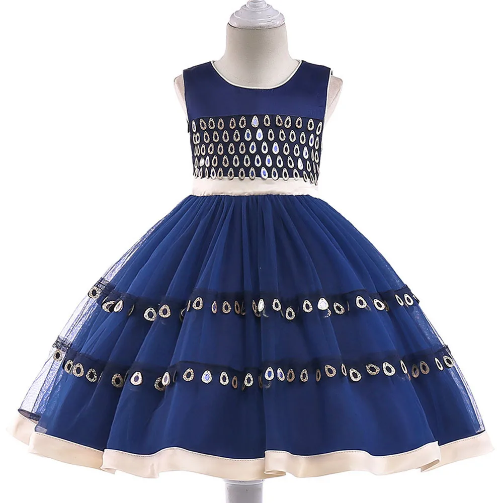 Girl's Dress Peacock Sequined Pearl Children Clothing European And American Round Collar Sleeveless Bow Kids Dresses For Girls
Girl's Dress Peacock Sequined Pearl Children Clothing European And American Round Collar Sleeveless Bow Kids Dresses For Girls