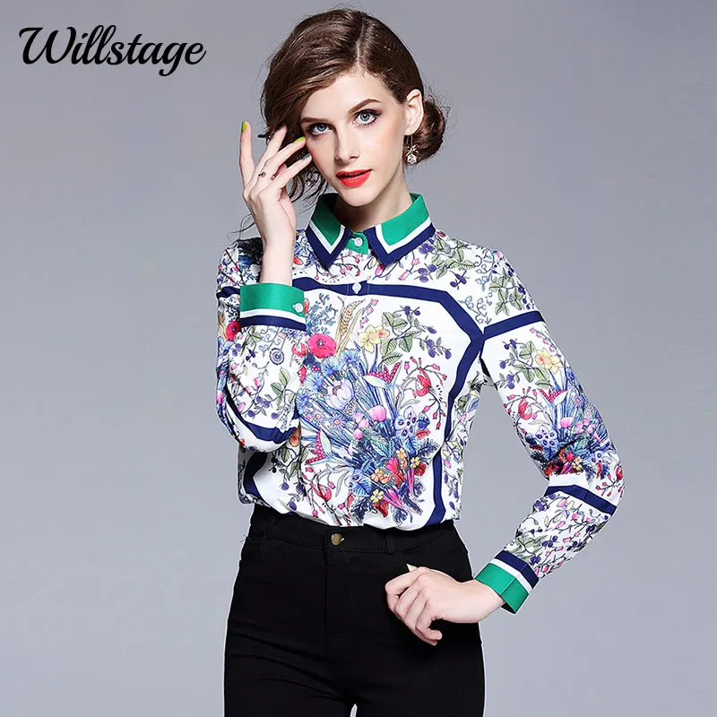 Willstage 2018 Autumn Floral Printed Shirts Women Long sleeve Green Patchwork Vintage Blouse Pattern Tops Office ladies Clothes
Willstage 2018 Autumn Floral Printed Shirts Women Long sleeve Green Patchwork Vintage Blouse Pattern Tops Office ladies Clothes