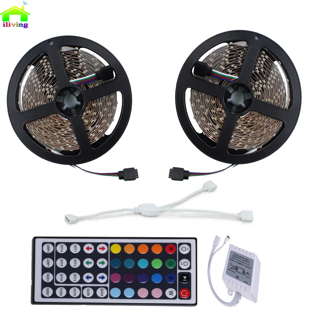 10M 5050 RGB LED Strip IP65 2x5m SMD lighting Light +44 key IR Remote Controller No Power Adapter Changeable Color Diode Tape
10M 5050 RGB LED Strip IP65 2x5m SMD lighting Light +44 key IR Remote Controller No Power Adapter Changeable Color Diode Tape