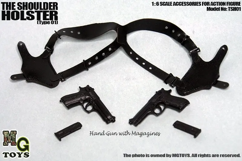 MG Toys 1//6 Scale Mens Black Shoulder Holster Set For Hot Toys Figure Body