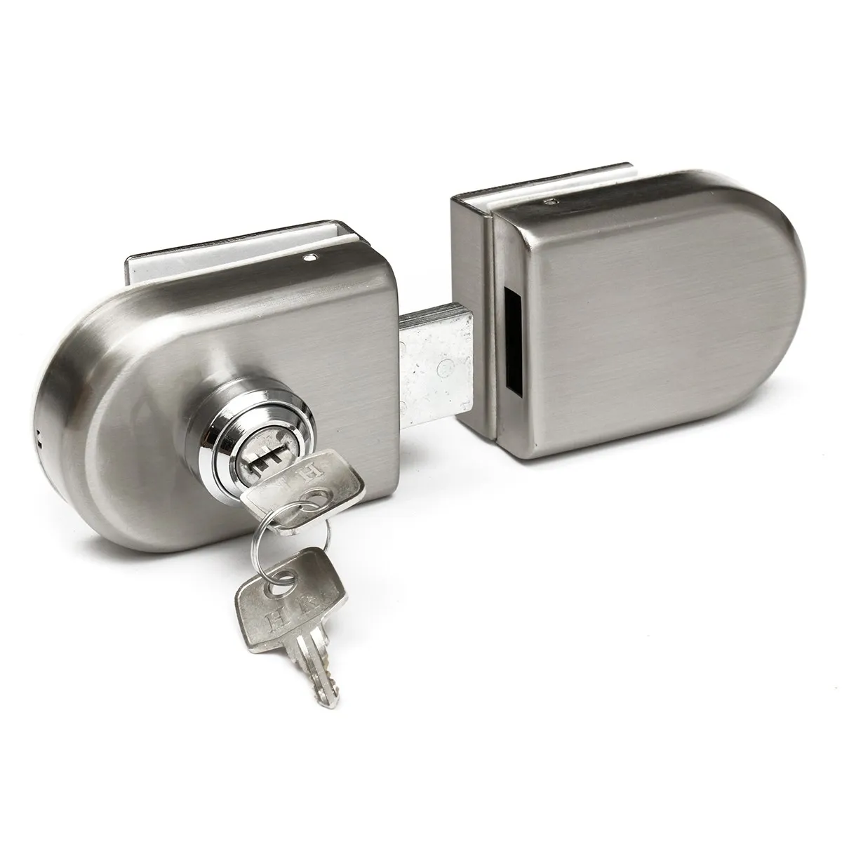 Image Glass Door Lock Stainless Steel 12mm Door Lock Double Swing Hinged Frameless Door 2 Keys wtith Screws