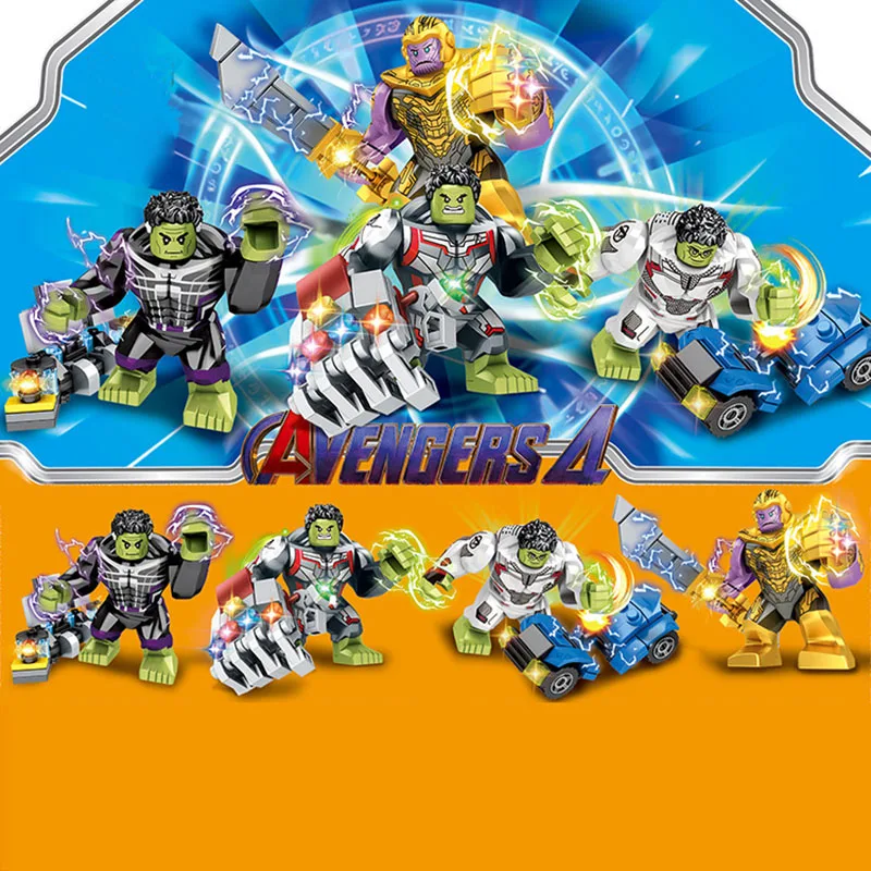 4pcs Marvel Avengers Endgame Super Heroes Hulk Thanos Armor Figures Building Blocks Toys For children Gifts
4pcs Marvel Avengers Endgame Super Heroes Hulk Thanos Armor Figures Building Blocks Toys For children Gifts