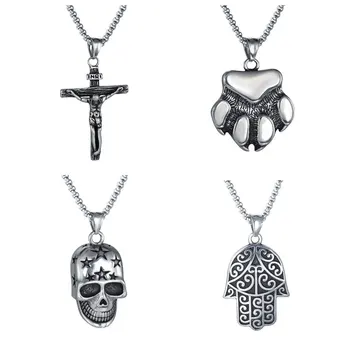 Wholesale Stainless Steel Pendant Antique Silver Color Hip Pop Men Skull Skeleton Cross 10 pcs Mixed Designs Lot Punk Jewelry
Wholesale Stainless Steel Pendant Antique Silver Color Hip Pop Men Skull Skeleton Cross 10 pcs Mixed Designs Lot Punk Jewelry