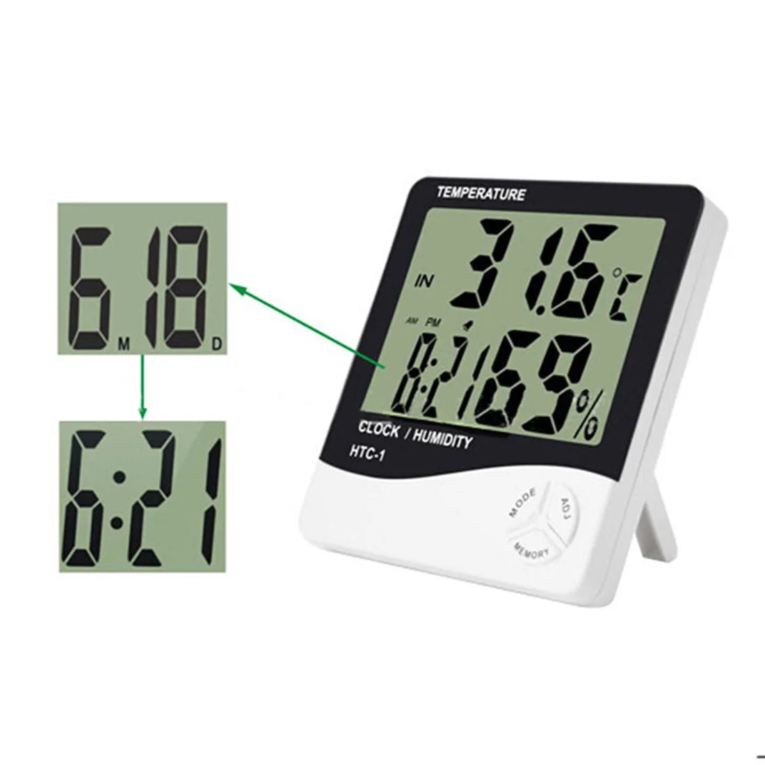 HTC-1 Digital Room LCD Thermometer Electronic Temperature Humidity Meter Hygrometer Weather Station Indoor Alarm Clock
HTC-1 Digital Room LCD Thermometer Electronic Temperature Humidity Meter Hygrometer Weather Station Indoor Alarm Clock
