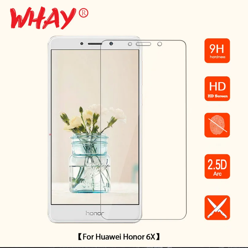 Фото Закаленное стекло WHAY для Huawei Honor 6X Защитное экрана 9H 2.5D телефона Honor6X 32 ГБ |