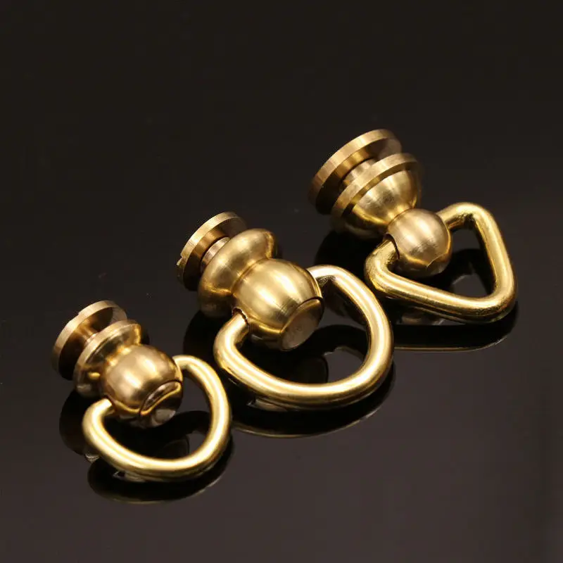 2Pcs Brass Ball Studs Rivet with Triangular D-shaped Ring Screw Round Head Nail Swivel 360 Rotate Head Spikes DIY Leather Craft
2Pcs Brass Ball Studs Rivet with Triangular D-shaped Ring Screw Round Head Nail Swivel 360 Rotate Head Spikes DIY Leather Craft