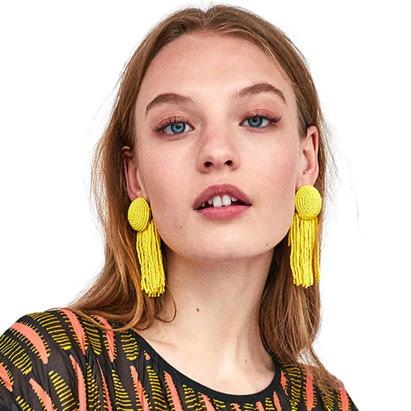 PPG&PGG 2018 za Fashion Yellow Beads Long Tassel Earrings For Women Jewelry New Bohemian Ethnic Big Earrings gift
PPG&PGG 2018 za Fashion Yellow Beads Long Tassel Earrings For Women Jewelry New Bohemian Ethnic Big Earrings gift