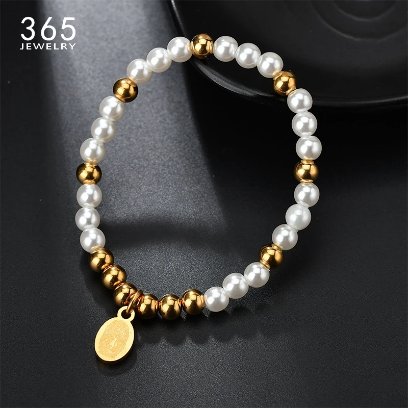 New Arrive Stainless Steel Virgin Mary Bracelet Charm Christian Imitation Pearl Beads Bracelets For Women Gift
New Arrive Stainless Steel Virgin Mary Bracelet Charm Christian Imitation Pearl Beads Bracelets For Women Gift