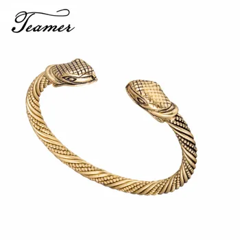 Teamer Vintage Bracelet Snake Head Viking Bracelets&Bangle Antique Gold Color Men Women Personalitty Jewelry Acessories
Teamer Vintage Bracelet Snake Head Viking Bracelets&Bangle Antique Gold Color Men Women Personalitty Jewelry Acessories
