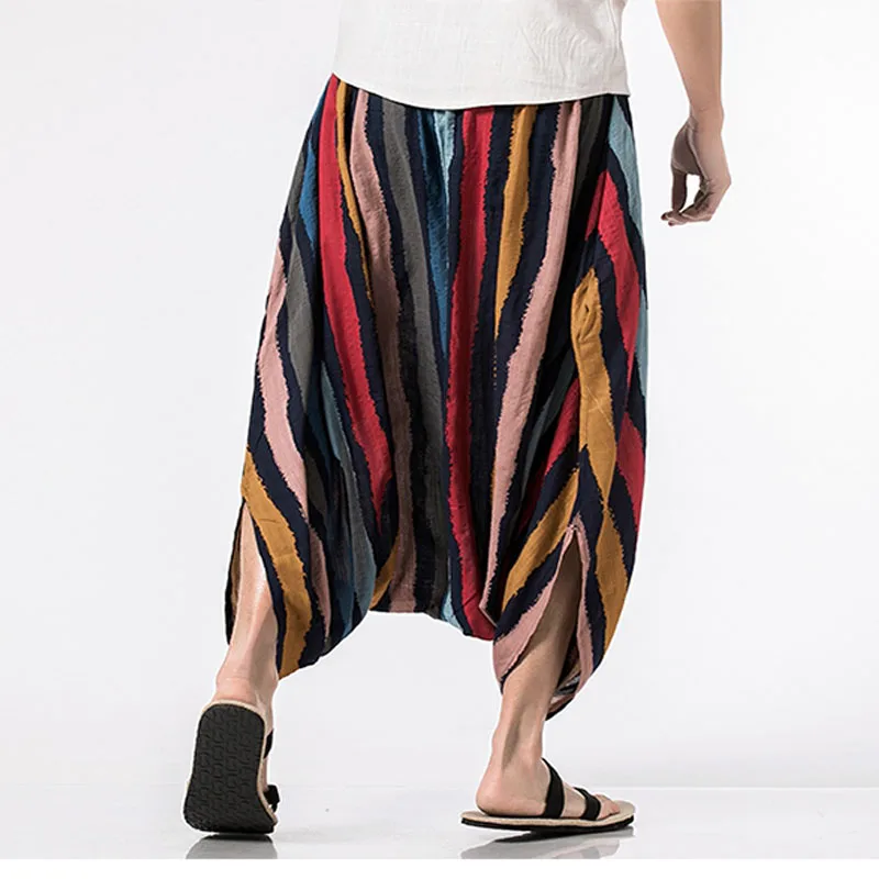S-5XL INCERUN Mens Casual Loose Striped Harem Baggy Beach Hippie Trousers Pants