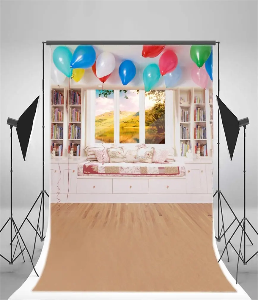 Photography Backdrop European Indoor Bookshelf Balloons Vintage Wood Floor
Photography Backdrop European Indoor Bookshelf Balloons Vintage Wood Floor