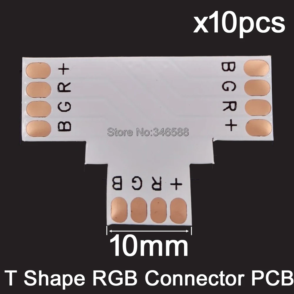 10 шт./лот 4 штырька мм T-образная RGB Светодиодная лента коннектор печатной платы