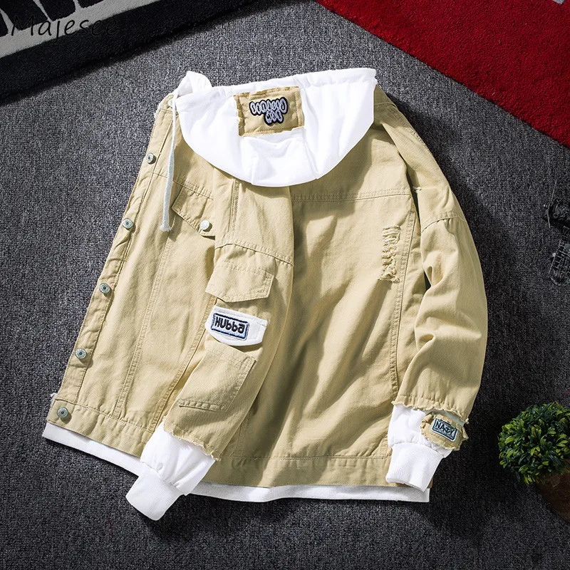 Jackets Men Hooded Patchwork Leisure Loose Harajuku All-match Jacket Mens Patch Designs Ulzzang Pockets Autumn Chic Outerwear
Jackets Men Hooded Patchwork Leisure Loose Harajuku All-match Jacket Mens Patch Designs Ulzzang Pockets Autumn Chic Outerwear