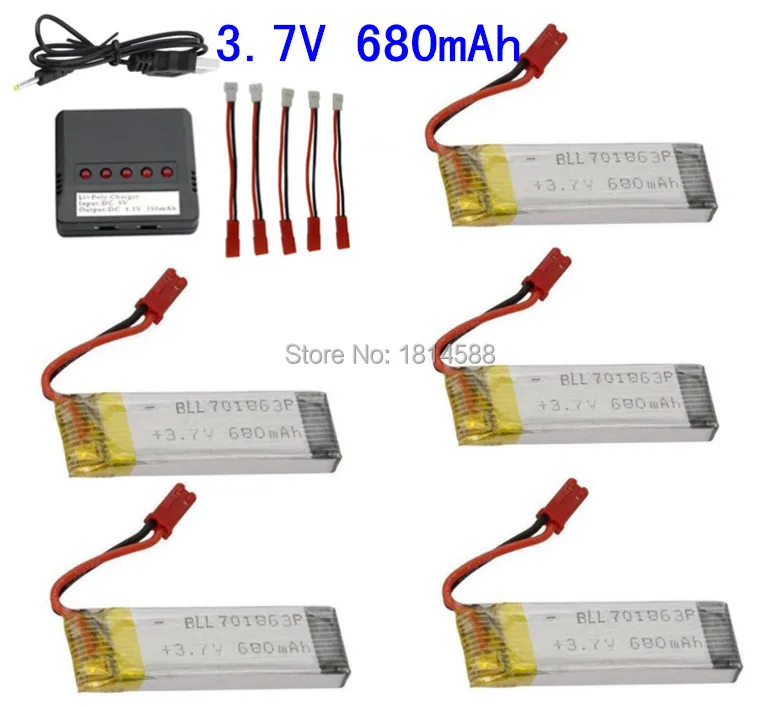5 в 1 зарядное устройство с 5 шт 3,7 v 680mah батарея и 5 шт JST зарядный кабель для UDI U817 U818A U818 V959 S023G RC Quadcopter
5 в 1 зарядное устройство с 5 шт 3,7 v 680mah батарея и 5 шт JST зарядный кабель для UDI U817 U818A U818 V959 S023G RC Quadcopter