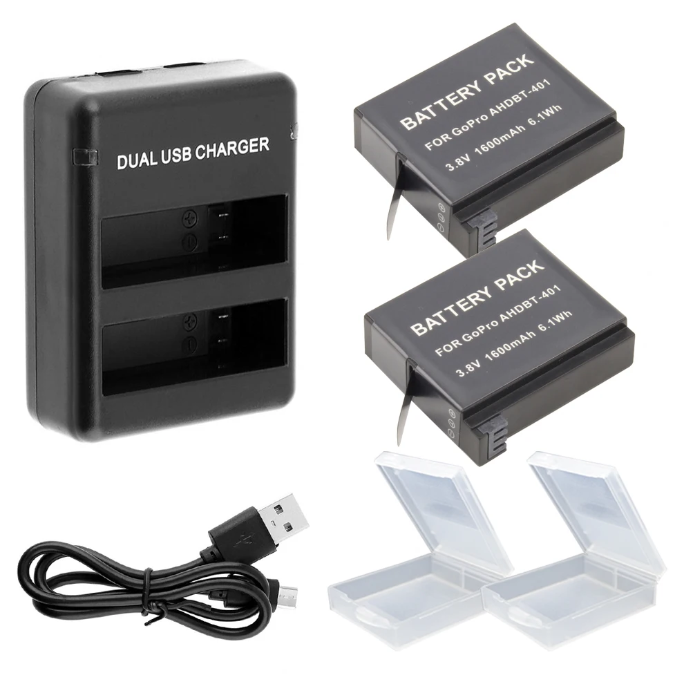 2x1600mAh bateria Go Pro Hero4 AHDBT 401 battery AHDBT-401 For Gopro Hero 4 Batteries+Dual USB Charger Action camera Accessories
2x1600mAh bateria Go Pro Hero4 AHDBT 401 battery AHDBT-401 For Gopro Hero 4 Batteries+Dual USB Charger Action camera Accessories