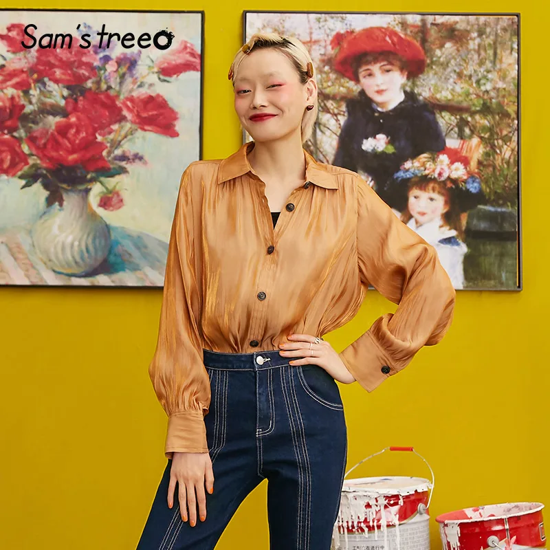 Samstree Black Pure Vintage Satin Blouse Shirt Women Tops 2019 Autumn Work Wear Long Sleeve Basic Office Ladies Blouses
Samstree Black Pure Vintage Satin Blouse Shirt Women Tops 2019 Autumn Work Wear Long Sleeve Basic Office Ladies Blouses