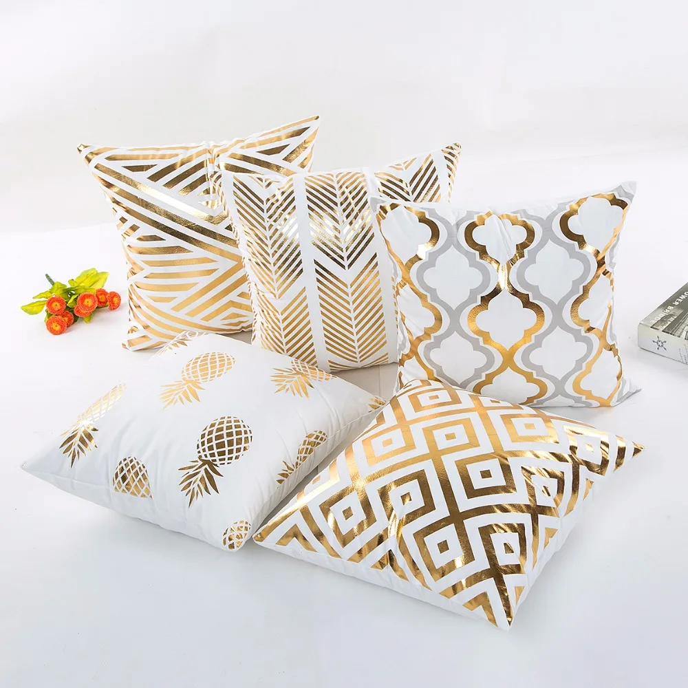 wholesale wedding gift cushion cover Golden pineapple rhombus stripes ripples on white car office home party decor pillow case
wholesale wedding gift cushion cover Golden pineapple rhombus stripes ripples on white car office home party decor pillow case