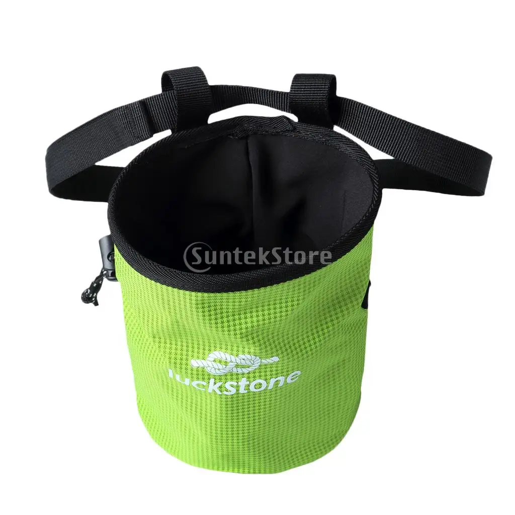 Large Gymnastics Rock Climbers Outdoor Climbing Chalk Bag with Drawstring Closure Adjustable Belt & Brush Slot