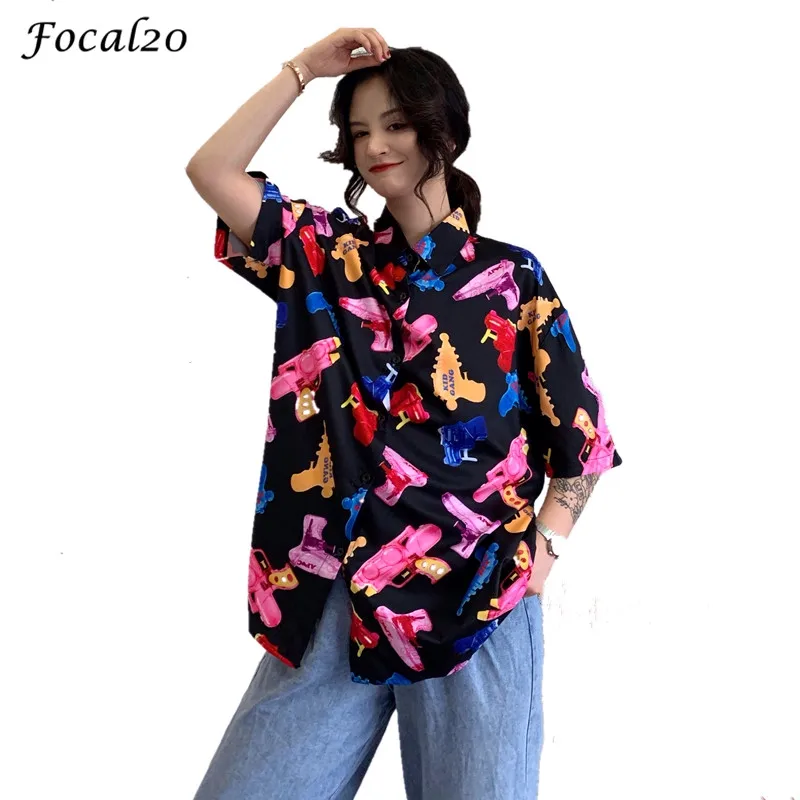 Focal20 Harajuku Gun Print Women Blouse Shirt Turn Down Collar Short Sleeve Color Blouse Female Casual Loose Summer Tops
Focal20 Harajuku Gun Print Women Blouse Shirt Turn Down Collar Short Sleeve Color Blouse Female Casual Loose Summer Tops