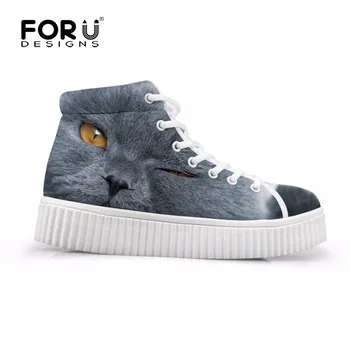 FORUDESIGNS Autumn Women Casual High Top Shoes 3D Cute Grey Cat Dog Prints Female Height Increasing Flats Shoes Platform Woman
FORUDESIGNS Autumn Women Casual High Top Shoes 3D Cute Grey Cat Dog Prints Female Height Increasing Flats Shoes Platform Woman