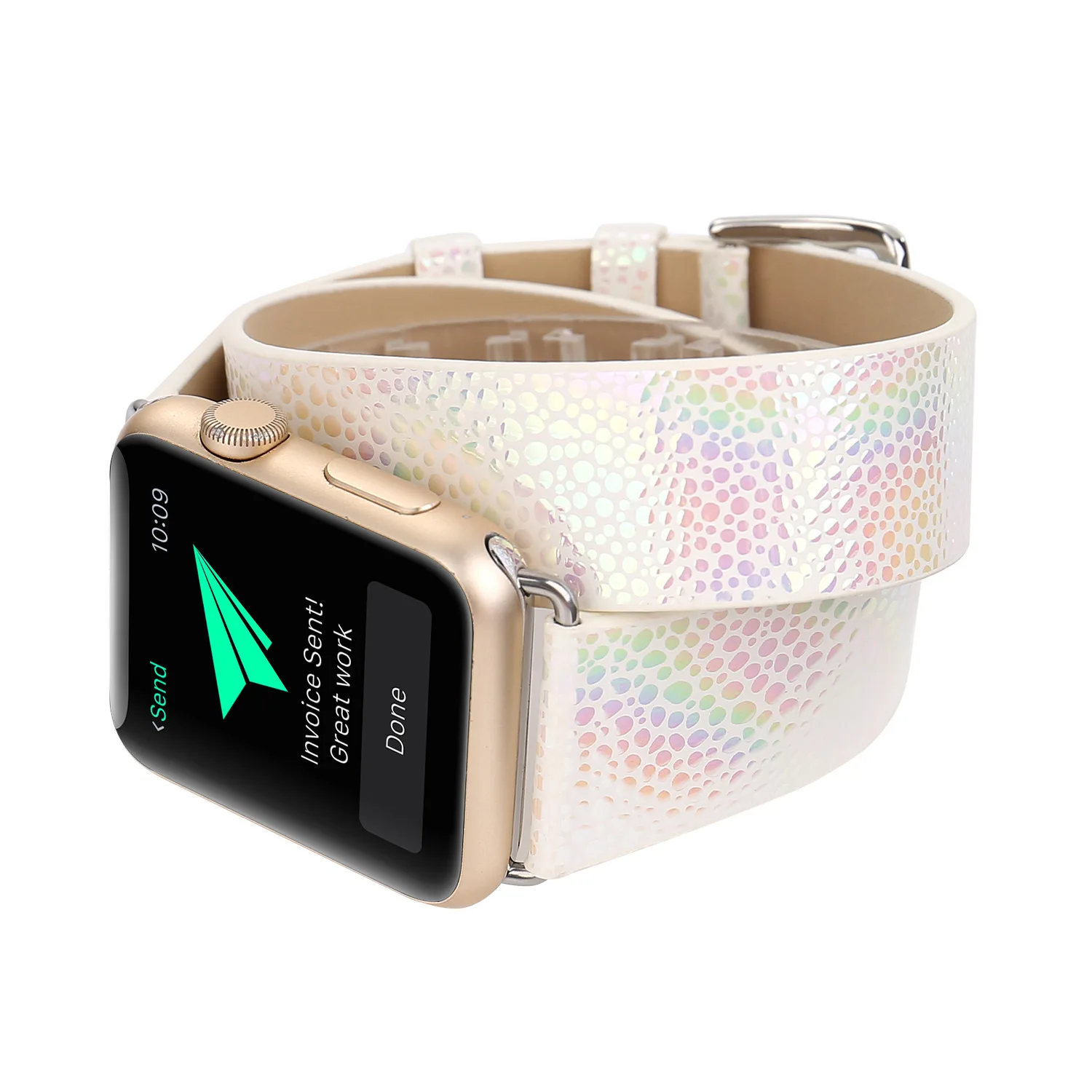 Original Design Light Colourful Watchband For Apple Watch 44Mm/ 40Mm/ 42Mm/ 38Mm Bands Double Belt Genuine Leather Bracelet For Iwatch