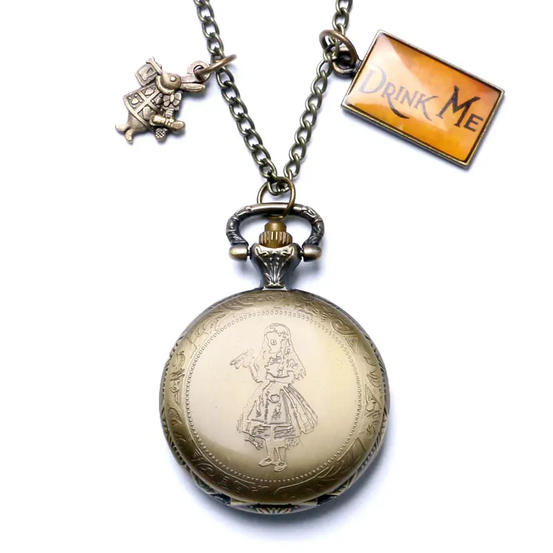 New Arrice Alice in Wonderland Pocket Watch Pendant Necklace Alice & Rabbit Quartz Watches Cosplay Accessory
New Arrice Alice in Wonderland Pocket Watch Pendant Necklace Alice & Rabbit Quartz Watches Cosplay Accessory