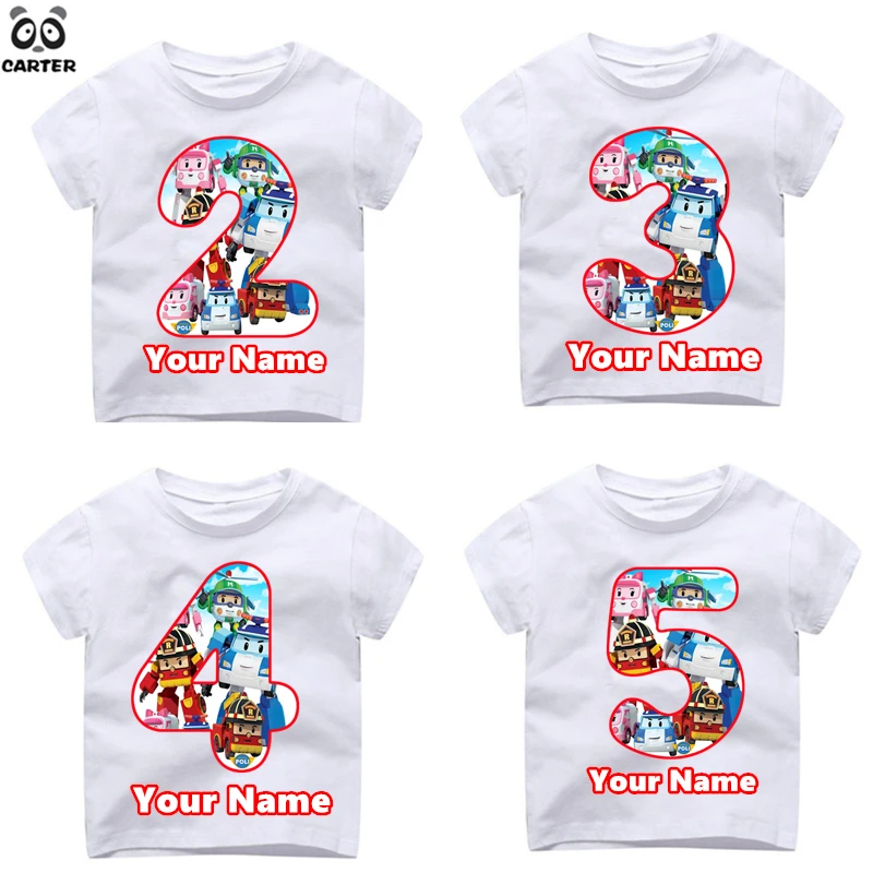 Girl/Boy Cartoon Robocar Poli Birthday Number 1~9th T shirts Kid's Summer Funny Custom t shirt Print Your Name Gift Dropshipping
Girl/Boy Cartoon Robocar Poli Birthday Number 1~9th T shirts Kid's Summer Funny Custom t shirt Print Your Name Gift Dropshipping