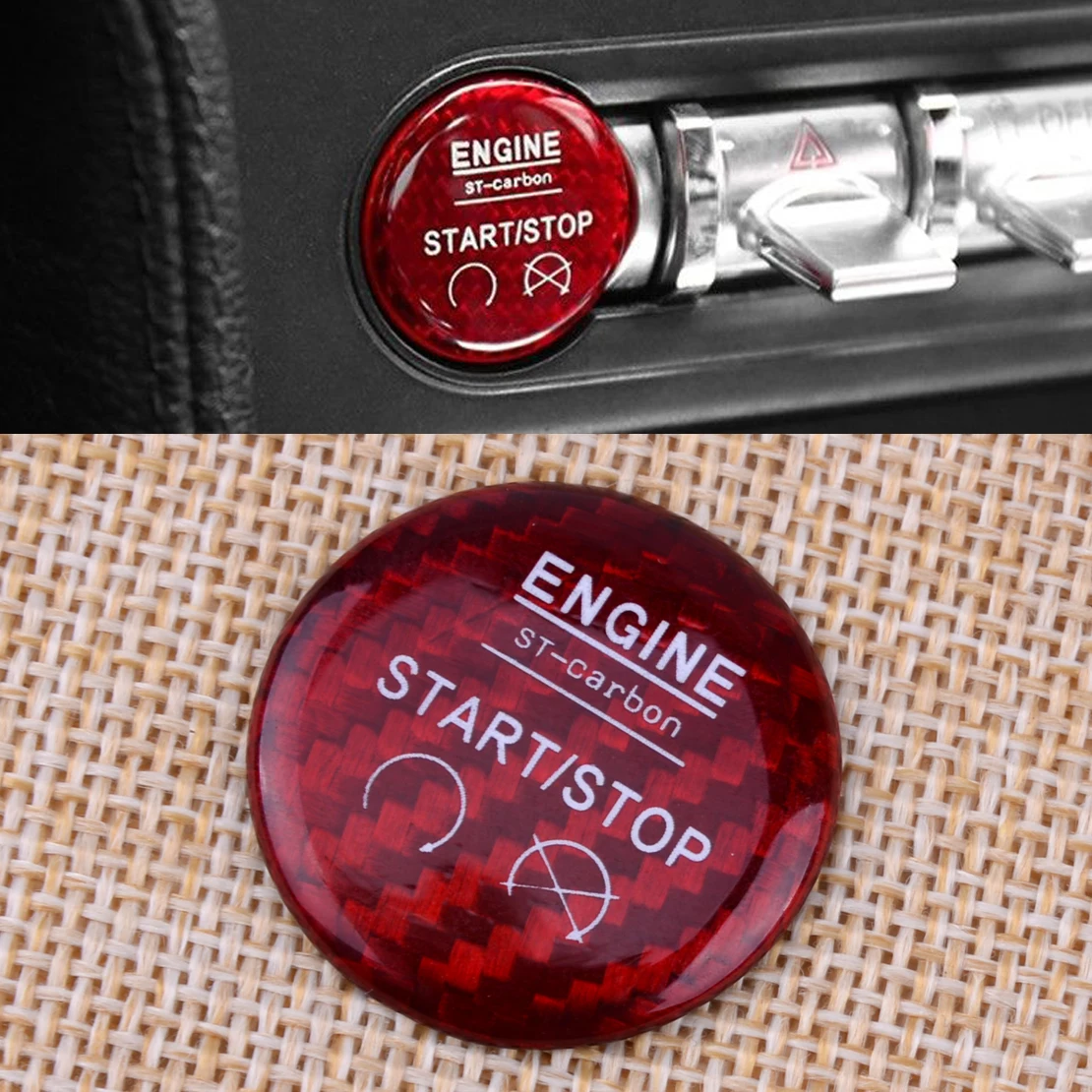 CITALL Car Start Stop Switch Button Cover Trim Red Carbon Fiber Fit for Ford Mustang 2015 2016 2017 2018
CITALL Car Start Stop Switch Button Cover Trim Red Carbon Fiber Fit for Ford Mustang 2015 2016 2017 2018