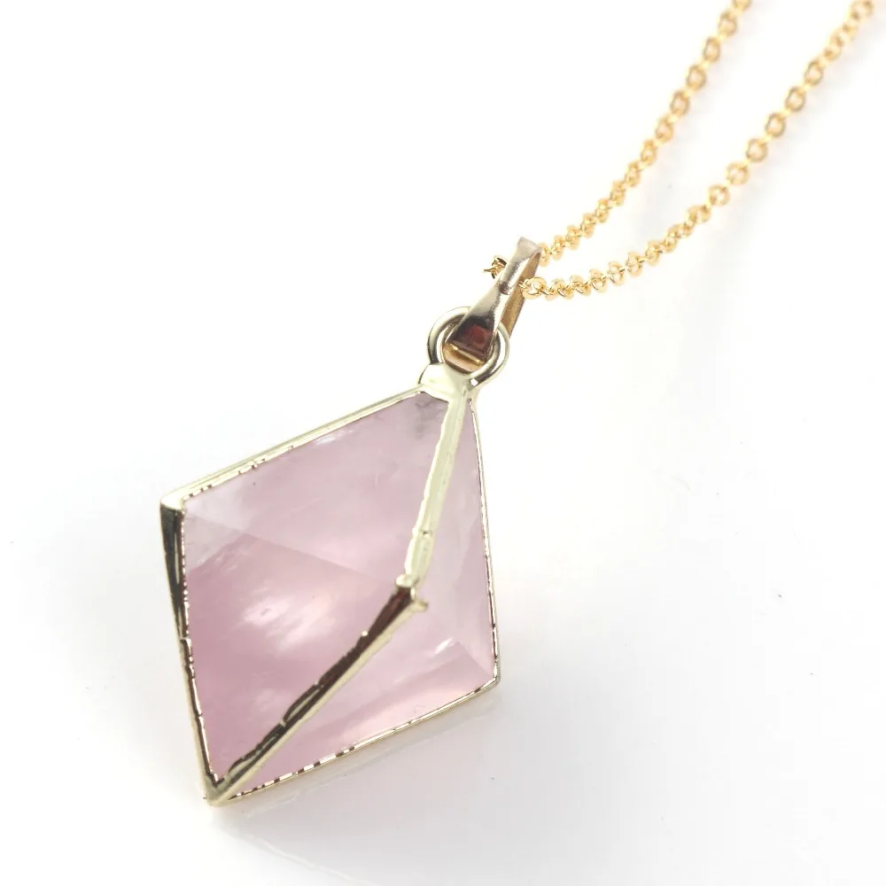 Kraft-beads Popular Light Yellow Gold Color Natural Rose Pink Quartz Pendant Pyramid Necklace Link Chain Fashion Jewelry
Kraft-beads Popular Light Yellow Gold Color Natural Rose Pink Quartz Pendant Pyramid Necklace Link Chain Fashion Jewelry