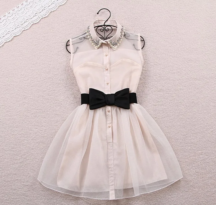 Free Bow Belt Spring Summer 2016 New Fashion Sweet Pearl Diamond Lapel Waist Sleeveless Tank Vest Dress Gauze Tutu ,Black,Beige
Free Bow Belt Spring Summer 2016 New Fashion Sweet Pearl Diamond Lapel Waist Sleeveless Tank Vest Dress Gauze Tutu ,Black,Beige
