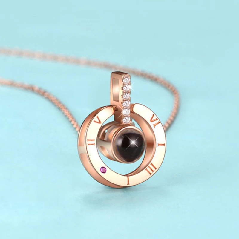 Fashion Charm Rose Gold & Silver 100 languages I love you Projection Pendant Necklace Romantic Love Memory Wedding Necklace
Fashion Charm Rose Gold & Silver 100 languages I love you Projection Pendant Necklace Romantic Love Memory Wedding Necklace