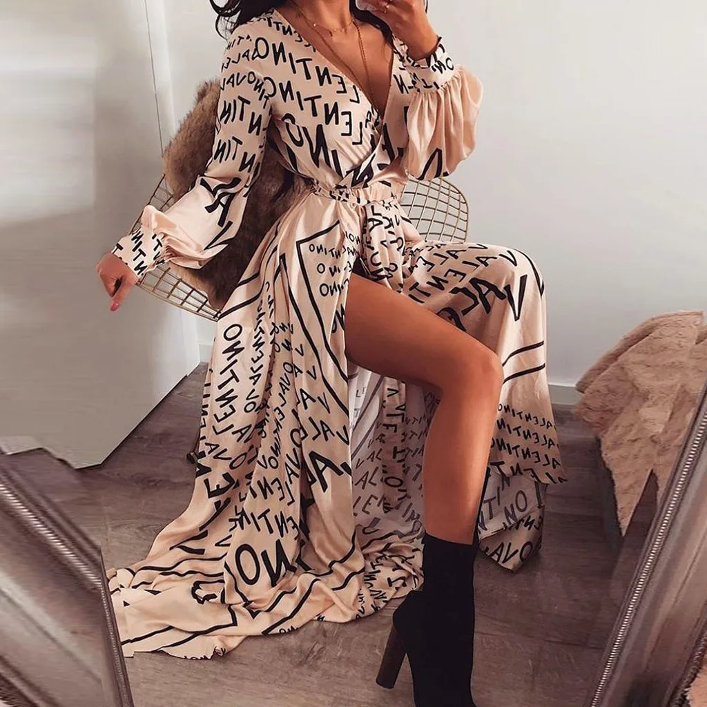 2019 Sexy DressSummer Dress 2019 Long Fashion Women V Neck Letter Printed Long Sleeve Sexy Long Dress Z4
2019 Sexy DressSummer Dress 2019 Long Fashion Women V Neck Letter Printed Long Sleeve Sexy Long Dress Z4