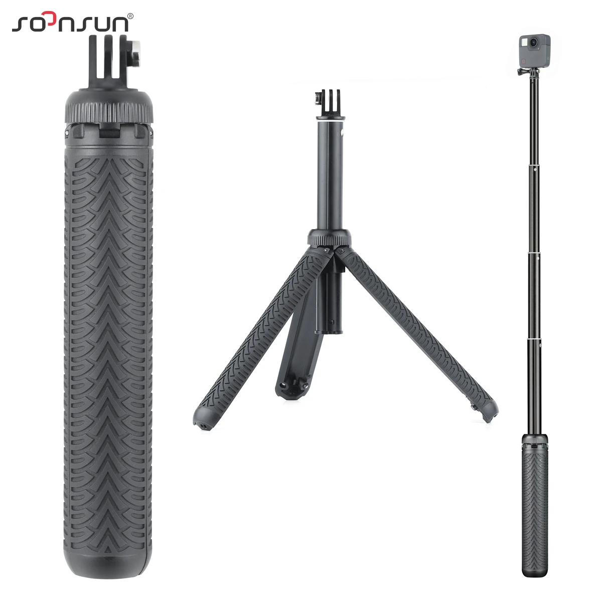 SOONSUN 3in1 Foldable Tripod Extendable Monopod Pole Hand Grip Selfie Stick for GoPro Hero 4 5 6 7 for DJI OSMO Pocket Accessory
SOONSUN 3in1 Foldable Tripod Extendable Monopod Pole Hand Grip Selfie Stick for GoPro Hero 4 5 6 7 for DJI OSMO Pocket Accessory