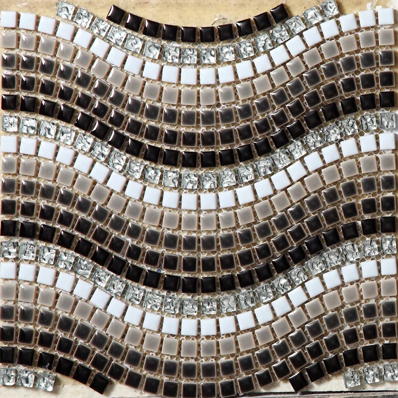 Us 252 99 Black White Silver Grey Wave Ceramic Mixed Electroplating Crystal Glass Mosaic Tiles Bathroom Bedroom Floor Art Design Stickers In Wall