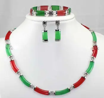 Free Shipping Charming Red & Green stone Link Necklace Bracelet earrings Set
Free Shipping Charming Red & Green stone Link Necklace Bracelet earrings Set