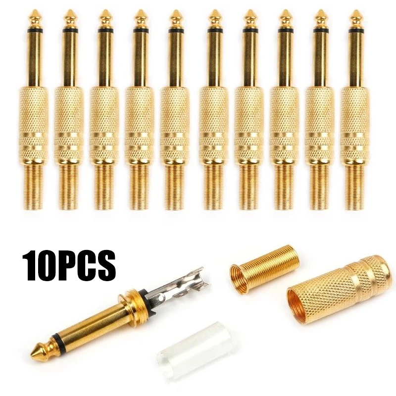 Mayitr 10pcs Gold Plated 6.35mm Mono Audio Adapter 1/4 Male Mono Jack Plug Audio Connector for Home KTV
Mayitr 10pcs Gold Plated 6.35mm Mono Audio Adapter 1/4 Male Mono Jack Plug Audio Connector for Home KTV