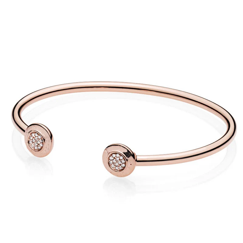 New 925 Sterling Silver Bangle Rose Gold Letter Signature With Crystal Open Bracelet Fit Women Bead Charm DIY Pandora Jewelry 
New 925 Sterling Silver Bangle Rose Gold Letter Signature With Crystal Open Bracelet Fit Women Bead Charm DIY Pandora Jewelry