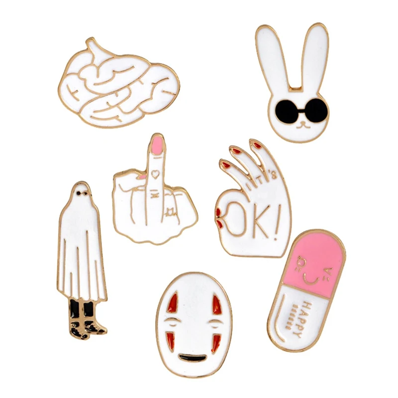 7 Style Enamel Pins White Rabbit Mask Figure Sign Brain Cute Cartoon Brooches Pin Badge Women Jewelry Girl Child Gifts
7 Style Enamel Pins White Rabbit Mask Figure Sign Brain Cute Cartoon Brooches Pin Badge Women Jewelry Girl Child Gifts