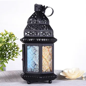Retro Gifts & Decor Moroccan Style Matte Black Cast Iron Handmade Glass Magic Rainbow Candle Holder Lantern for party wedding
Retro Gifts & Decor Moroccan Style Matte Black Cast Iron Handmade Glass Magic Rainbow Candle Holder Lantern for party wedding