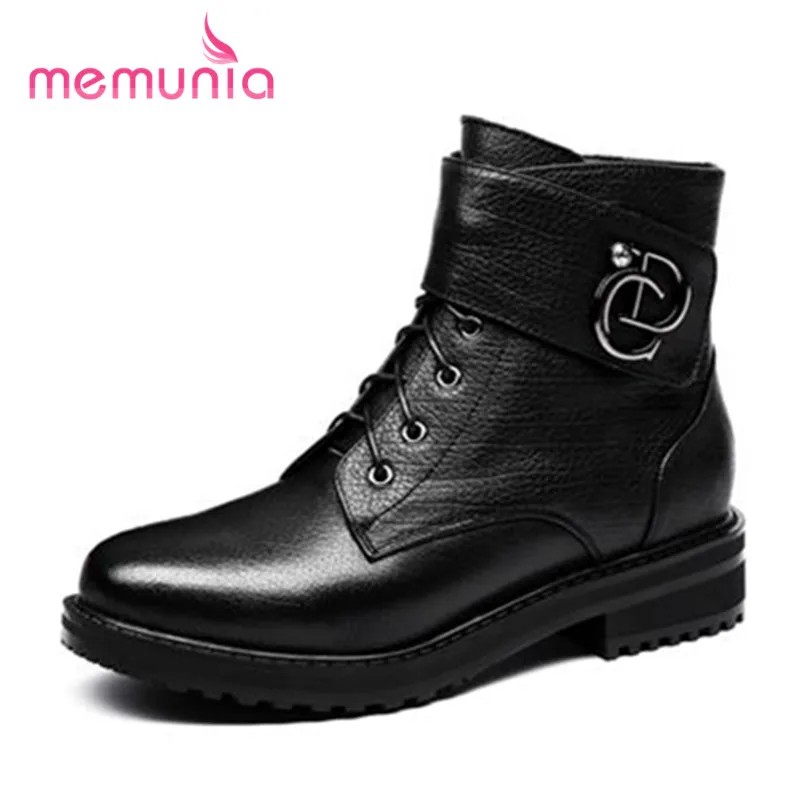 MEMUNIA new arrival genuine leather boots women round toe warm winter ankle boots simple med heels boots women shoes 
MEMUNIA new arrival genuine leather boots women round toe warm winter ankle boots simple med heels boots women shoes