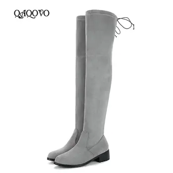 Fashion Stretch Boots Spring Autumn Women Square Low Heel Over The Knee Boots Slip On Winter Thigh Boots Ladies Shoes 2019 New 
Fashion Stretch Boots Spring Autumn Women Square Low Heel Over The Knee Boots Slip On Winter Thigh Boots Ladies Shoes 2019 New