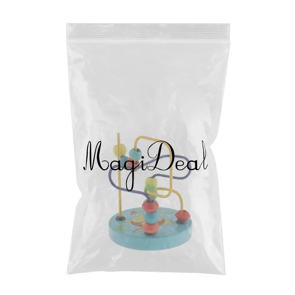 Fun Bead Maze Puzzle Activity Cube , Toddler Baby Wooden Roller Coaster Sliding Beads Game Classic Developmental Toy - Fish