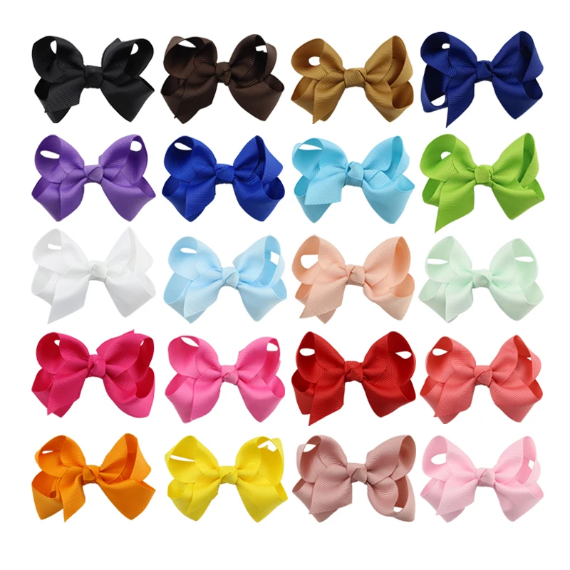 Colourful Bow Clip Boutique Hair Bows For Girls Kids Children Girls Hair Clips Grosgrain Ribbon Bows (2)