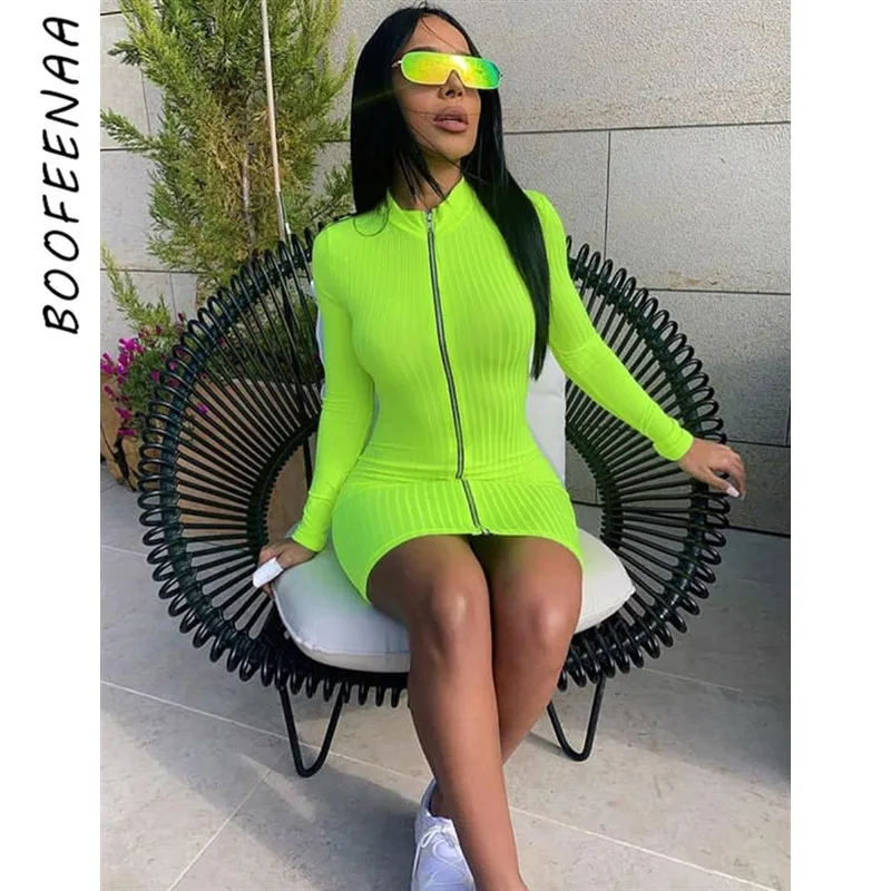 BOOFEENAA Ribbed Knitted Sexy Sweater Dress Fall Winter 2019 Neon Zip Up Long Sleeve Mini Bodycon Dresses Club Wear C83-AB68
BOOFEENAA Ribbed Knitted Sexy Sweater Dress Fall Winter 2019 Neon Zip Up Long Sleeve Mini Bodycon Dresses Club Wear C83-AB68