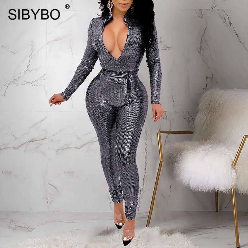 Sibybo Sequins V-Neck Skinny Sexy Jumpsuit Women Fashion Long Sleeve Sashes Casual Women Rompers Streetwear Overalls for Women
Sibybo Sequins V-Neck Skinny Sexy Jumpsuit Women Fashion Long Sleeve Sashes Casual Women Rompers Streetwear Overalls for Women