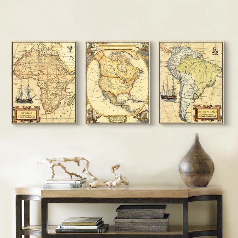 FULL HOUSE Vintage World Map 3 Combination Canvas Painting Living Room Decor Art Print Poster Navigation Chart Wall Pictures
FULL HOUSE Vintage World Map 3 Combination Canvas Painting Living Room Decor Art Print Poster Navigation Chart Wall Pictures