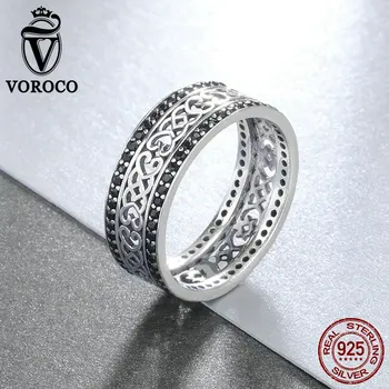 VOROCO 100% Real 925 Sterling Silver Black CZ Heart Cloud Pattern Elegant Stackable Finger Ring for Women Jewelry Gift VSR154
VOROCO 100% Real 925 Sterling Silver Black CZ Heart Cloud Pattern Elegant Stackable Finger Ring for Women Jewelry Gift VSR154