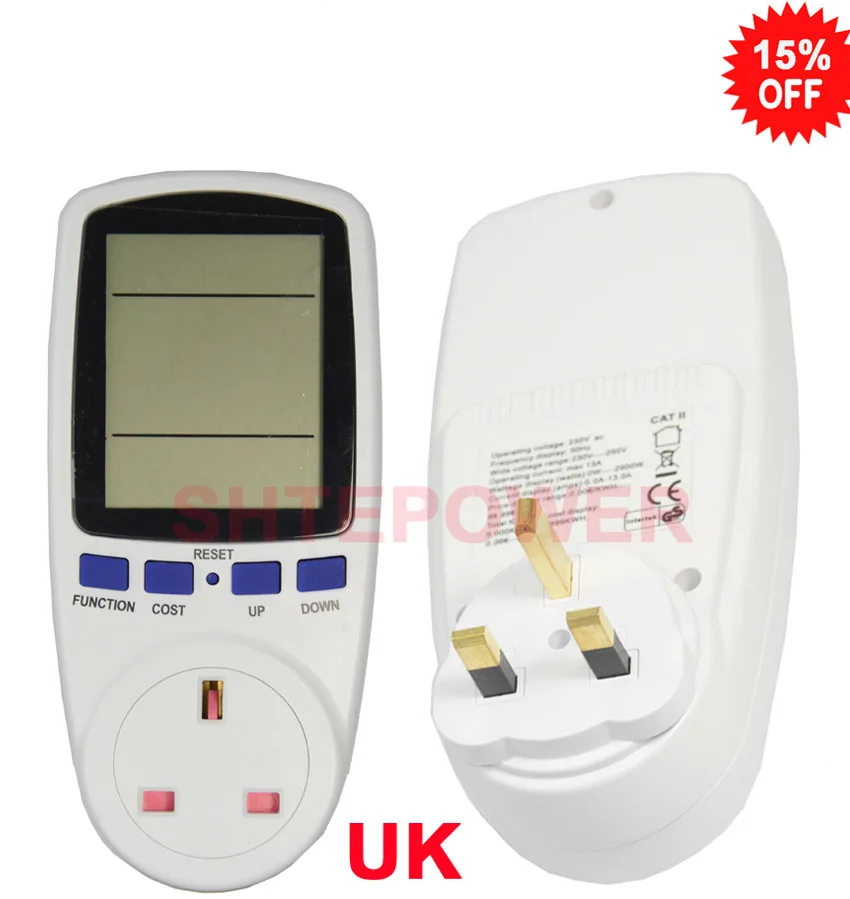 Energy meter power digital with lcd display show voltage parameters UK standard socket
Energy meter power digital with lcd display show voltage parameters UK standard socket